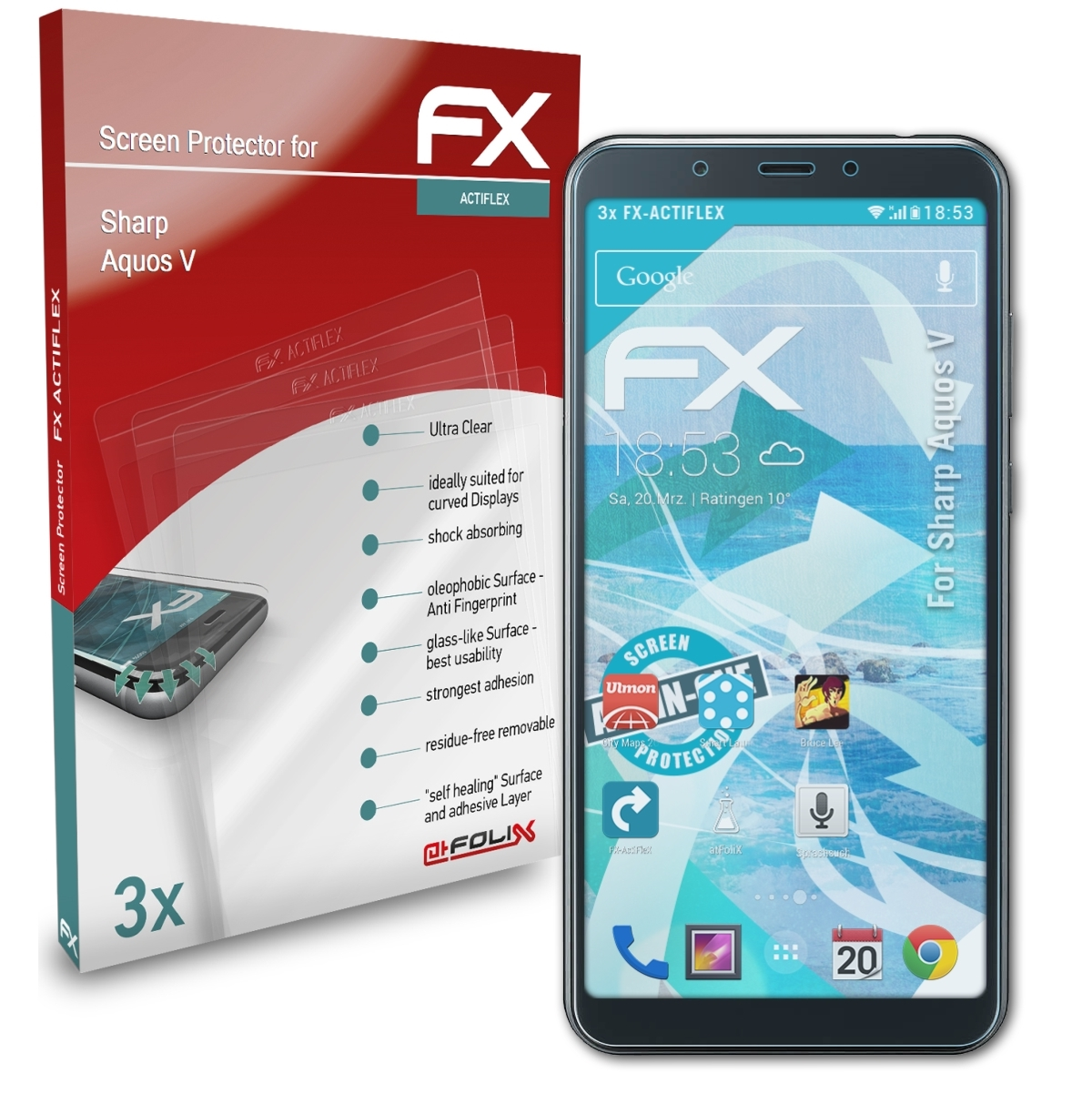ATFOLIX 3x FX-ActiFleX Aquos Displayschutz(für Sharp V)