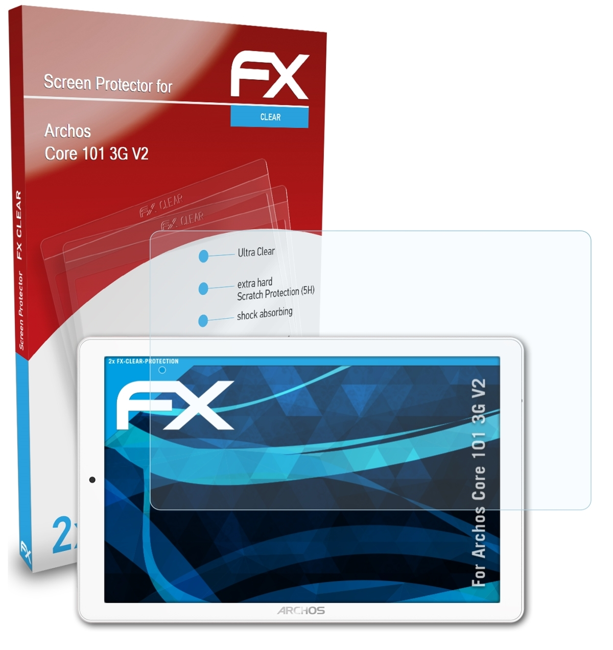 ATFOLIX 2x V2) Core 3G Displayschutz(für FX-Clear Archos 101