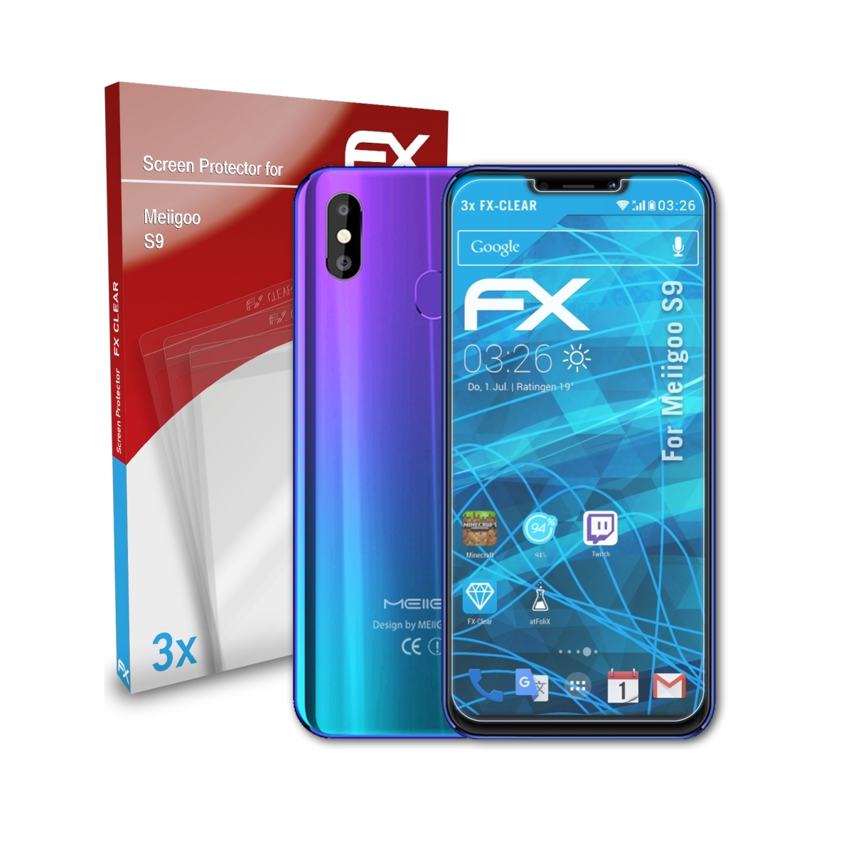 3x ATFOLIX Displayschutz(für S9) FX-Clear Meiigoo