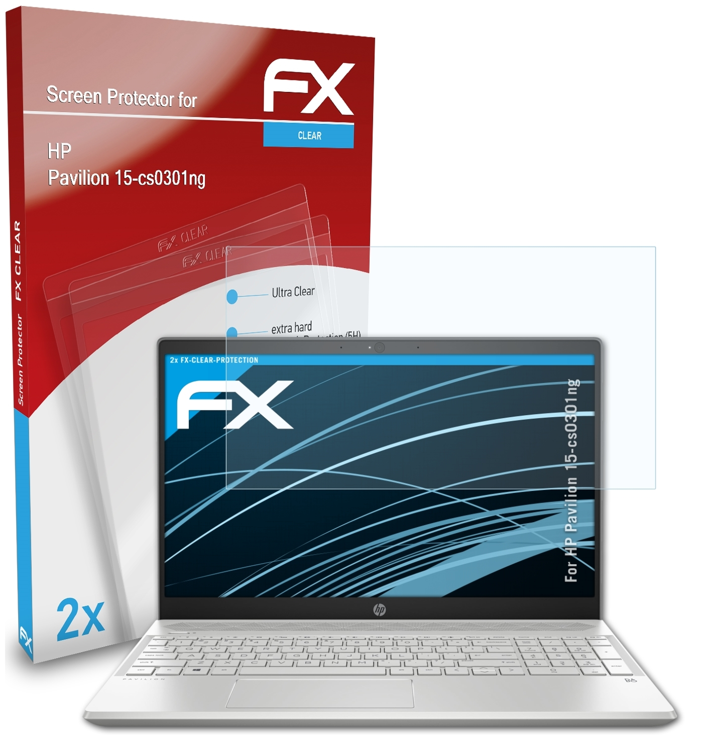 ATFOLIX 2x FX-Clear Displayschutz(für HP 15-cs0301ng) Pavilion