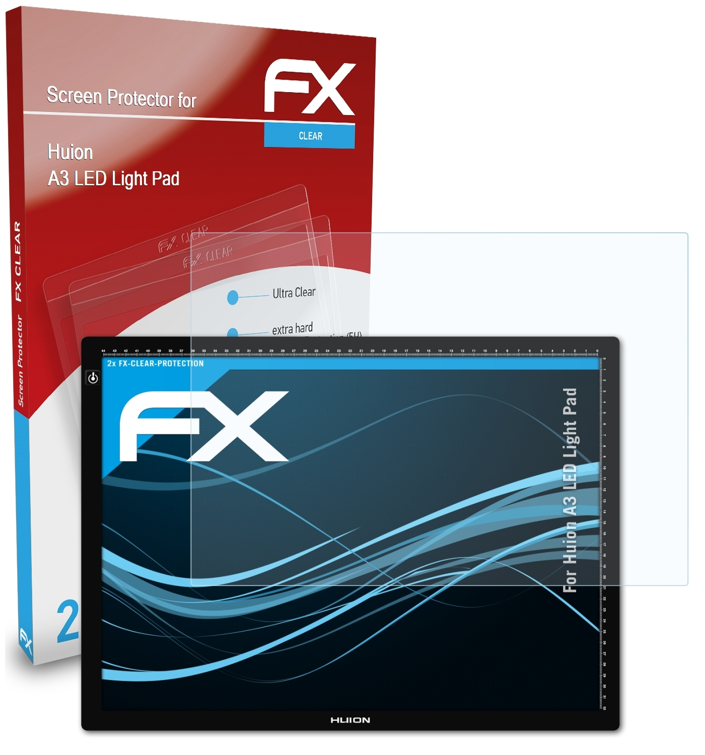 ATFOLIX 2x FX-Clear Displayschutz(für Huion Light A3 LED Pad)