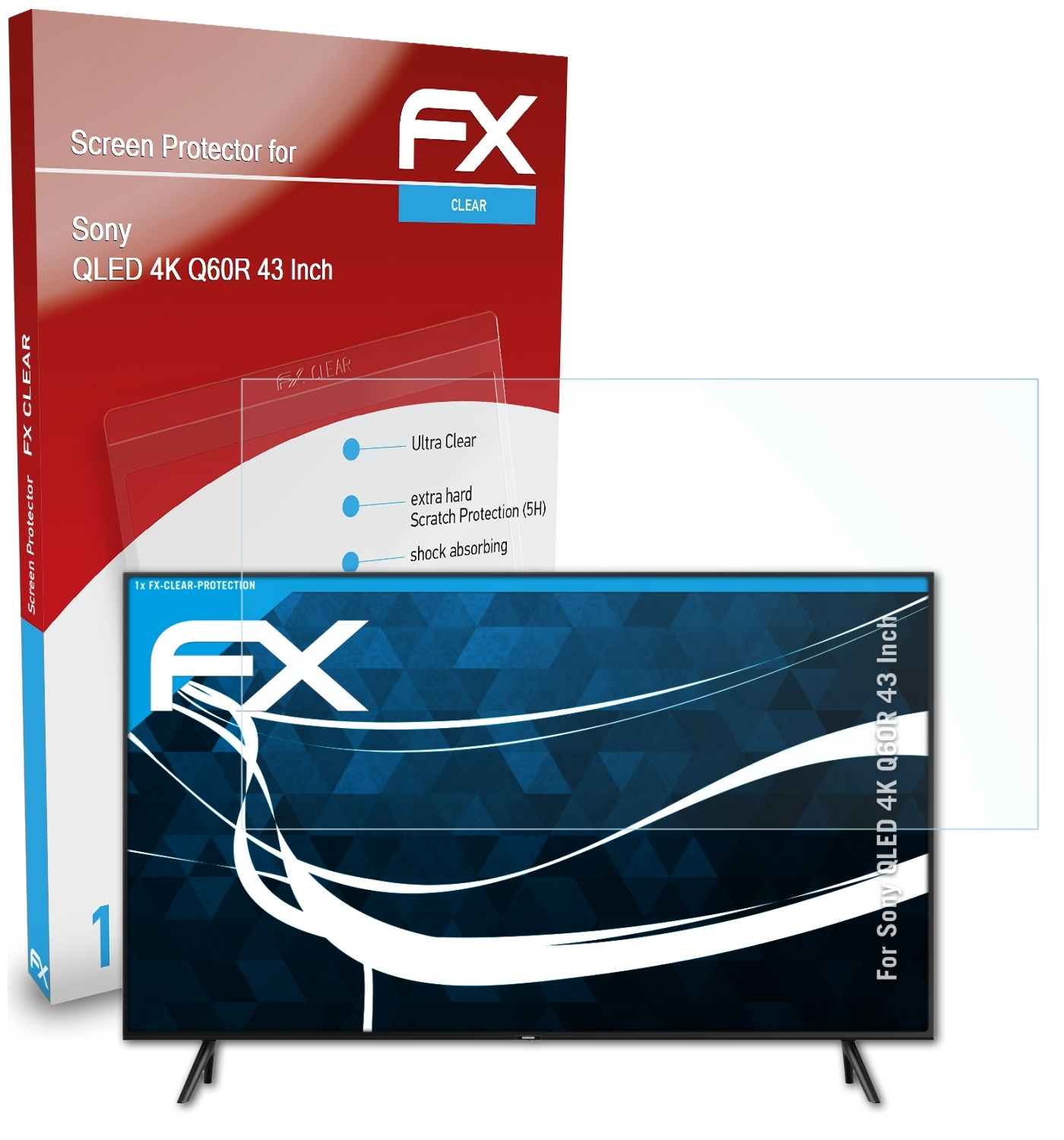 ATFOLIX FX-Clear Displayschutz(für Sony QLED (43 Inch)) 4K Q60R