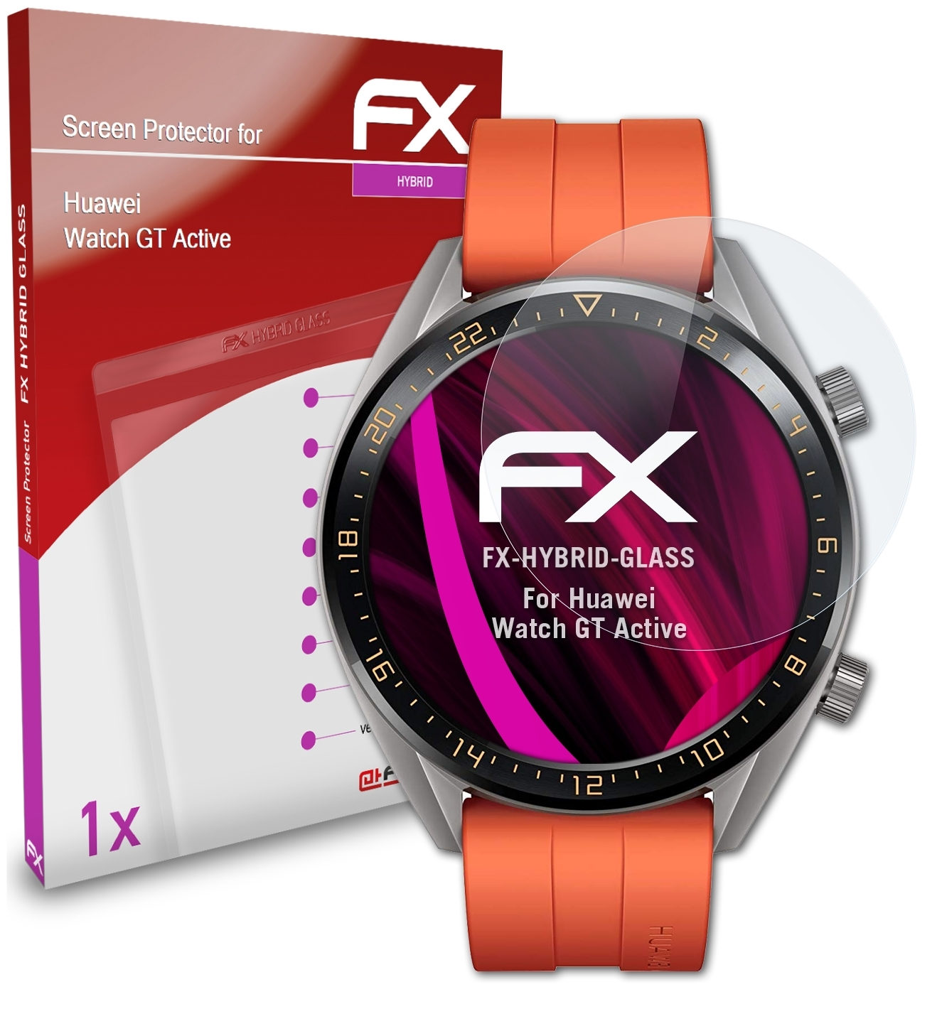ATFOLIX FX-Hybrid-Glass Schutzglas(für Huawei GT Watch Active)