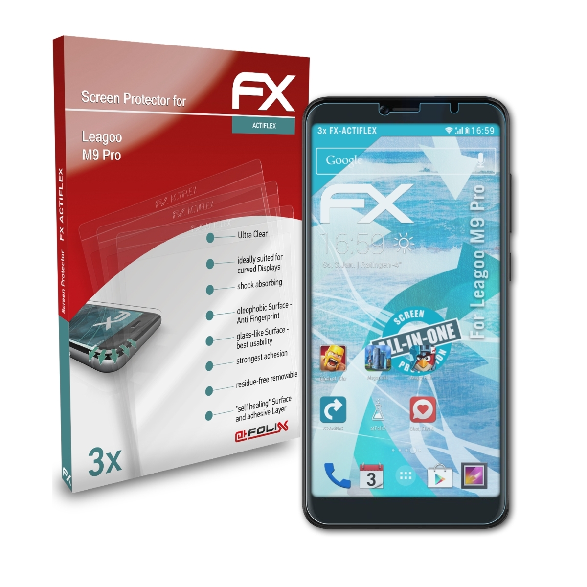 Leagoo Pro) FX-ActiFleX ATFOLIX Displayschutz(für 3x M9