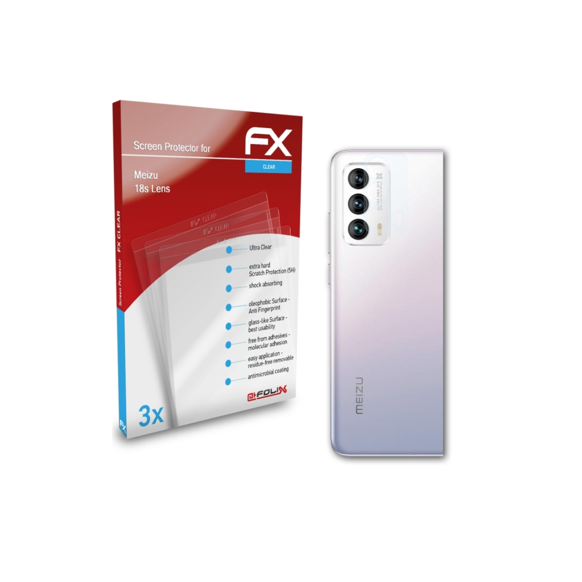 ATFOLIX 3x FX-Clear Displayschutz(für Lens) Meizu 18s