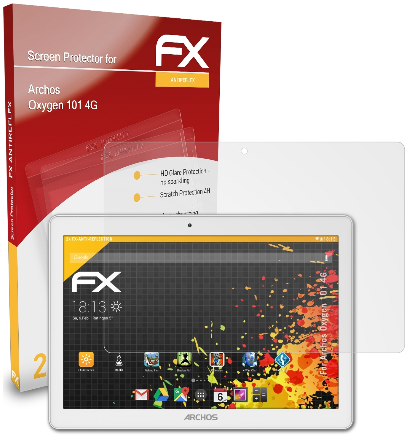 ATFOLIX 4G) FX-Antireflex Archos 101 2x Oxygen Displayschutz(für