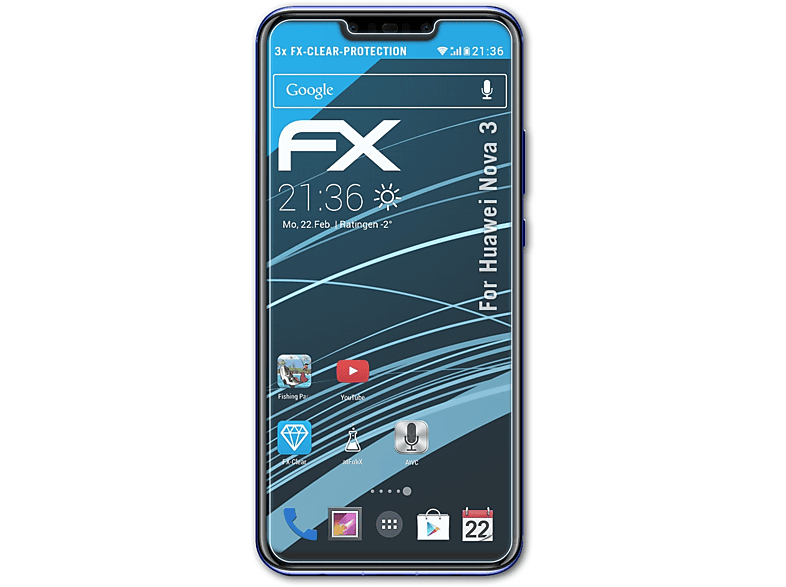 ATFOLIX 3x FX-Clear Displayschutz(für Huawei Nova 3)