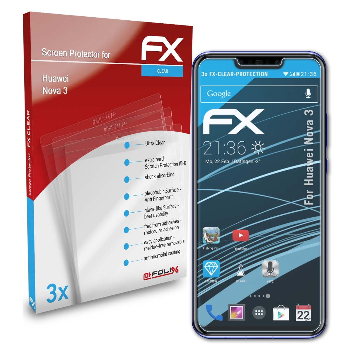 ATFOLIX Nova Displayschutz(für 3) Huawei 3x FX-Clear