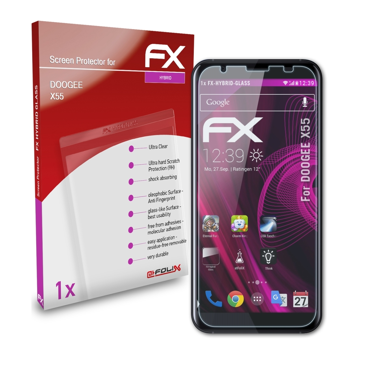ATFOLIX FX-Hybrid-Glass Doogee Schutzglas(für X55)