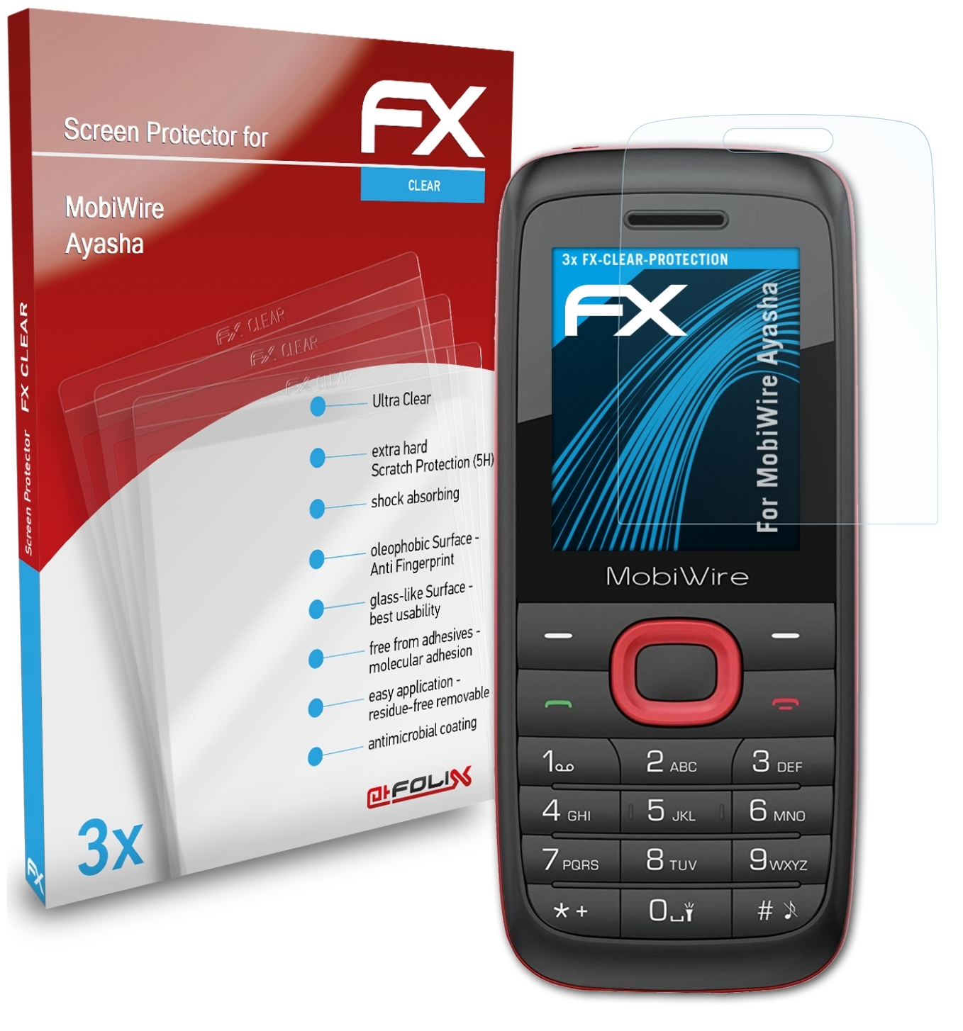 ATFOLIX 3x FX-Clear Displayschutz(für MobiWire Ayasha)