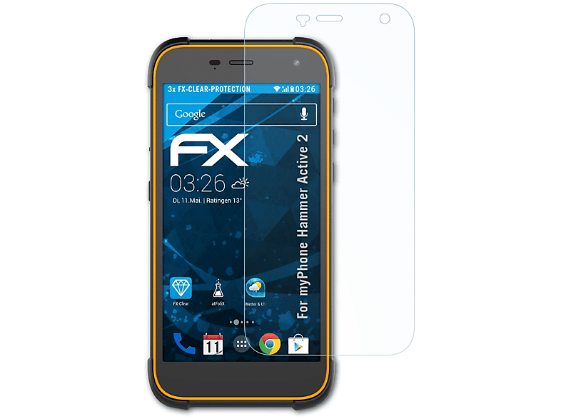 2) myPhone 3x FX-Clear ATFOLIX Active Displayschutz(für Hammer