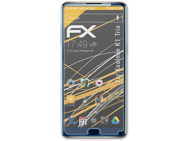 ATFOLIX 3x FX-Antireflex Displayschutz(für Koolnee K1 Trio)