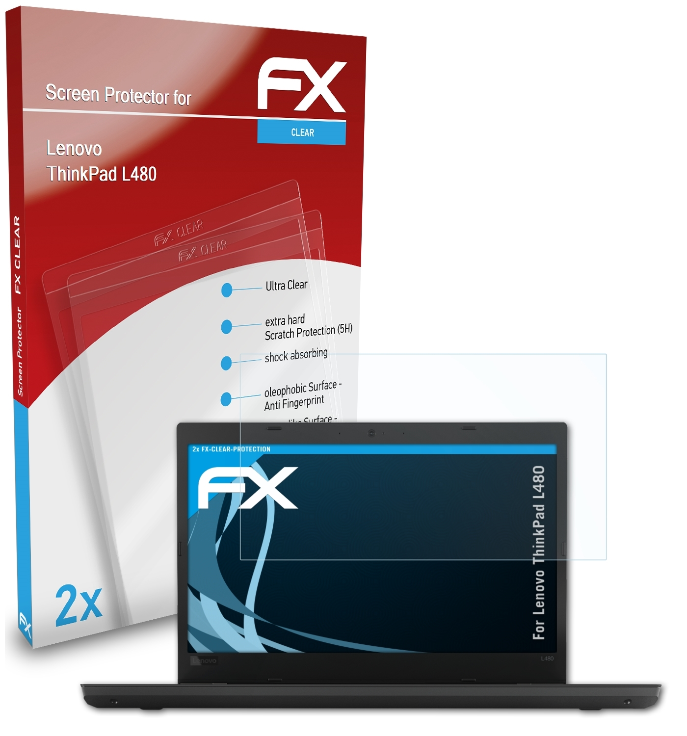 ATFOLIX 2x FX-Clear Displayschutz(für Lenovo ThinkPad L480)