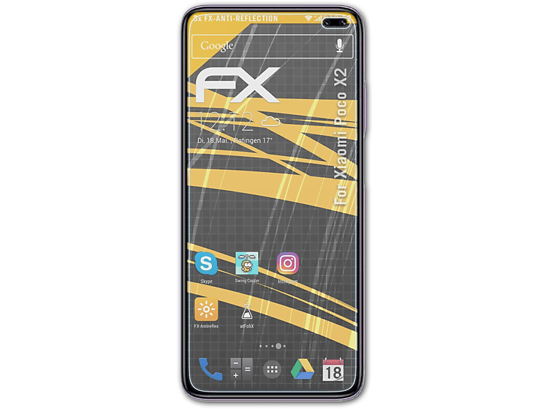 ATFOLIX 3x FX-Antireflex X2) Displayschutz(für Xiaomi Poco