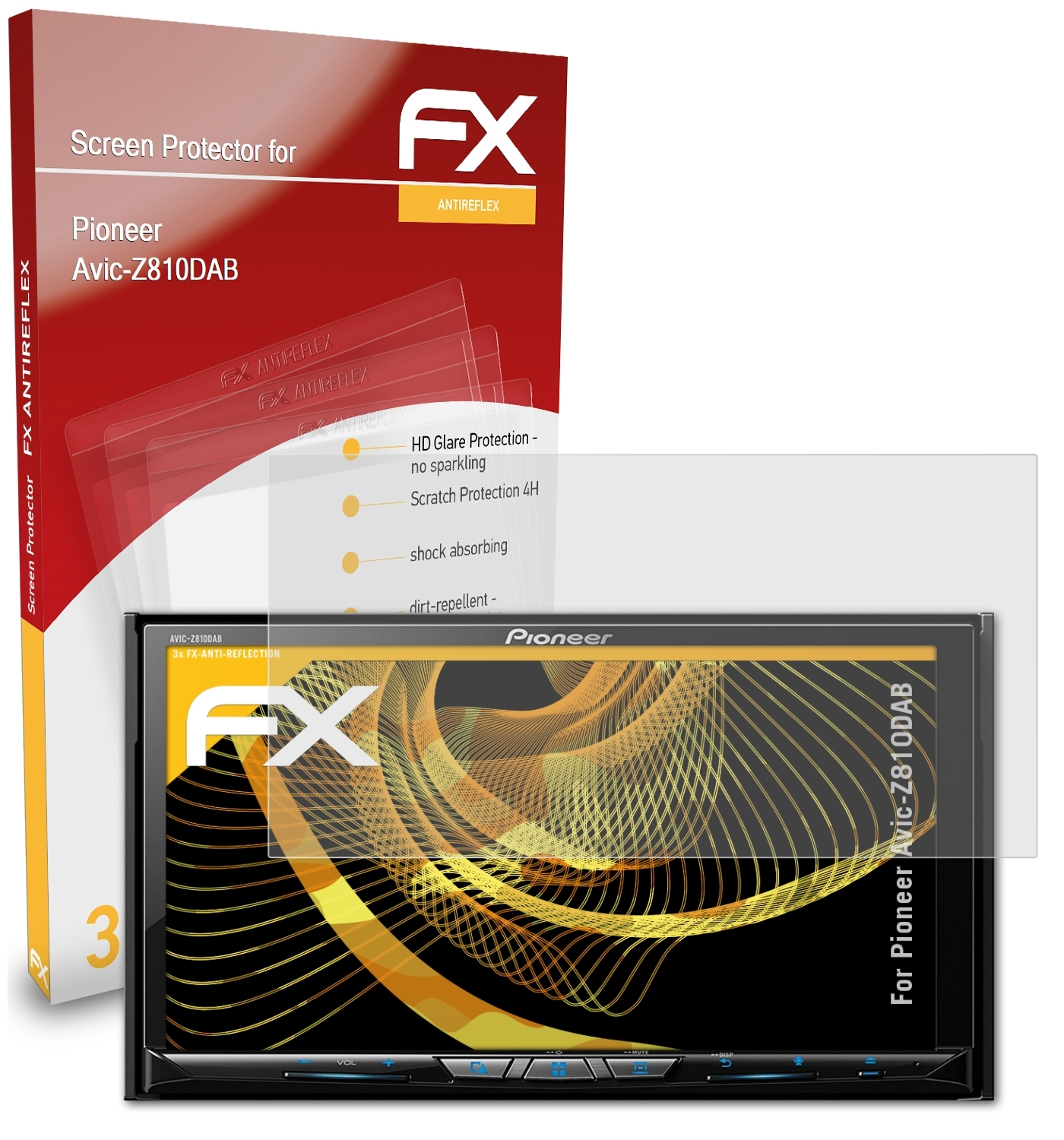 3x FX-Antireflex ATFOLIX Avic-Z810DAB) Pioneer Displayschutz(für