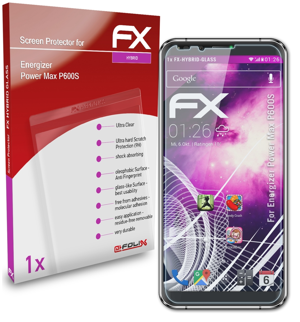Energizer Schutzglas(für P600S) Power FX-Hybrid-Glass ATFOLIX Max