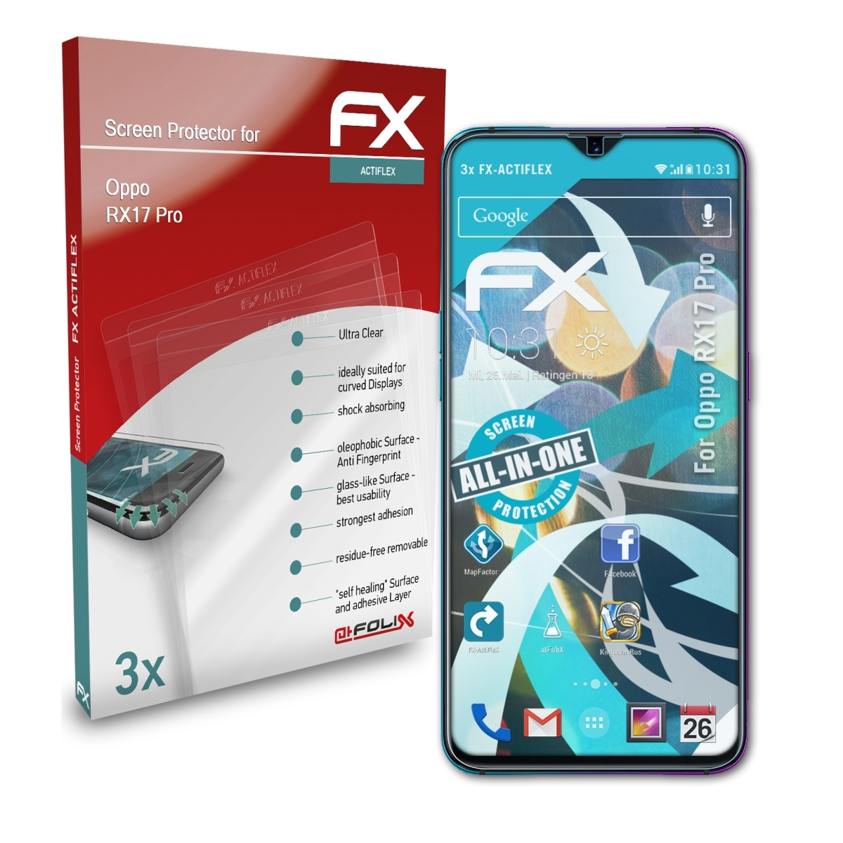 Oppo FX-ActiFleX Pro) RX17 Displayschutz(für 3x ATFOLIX