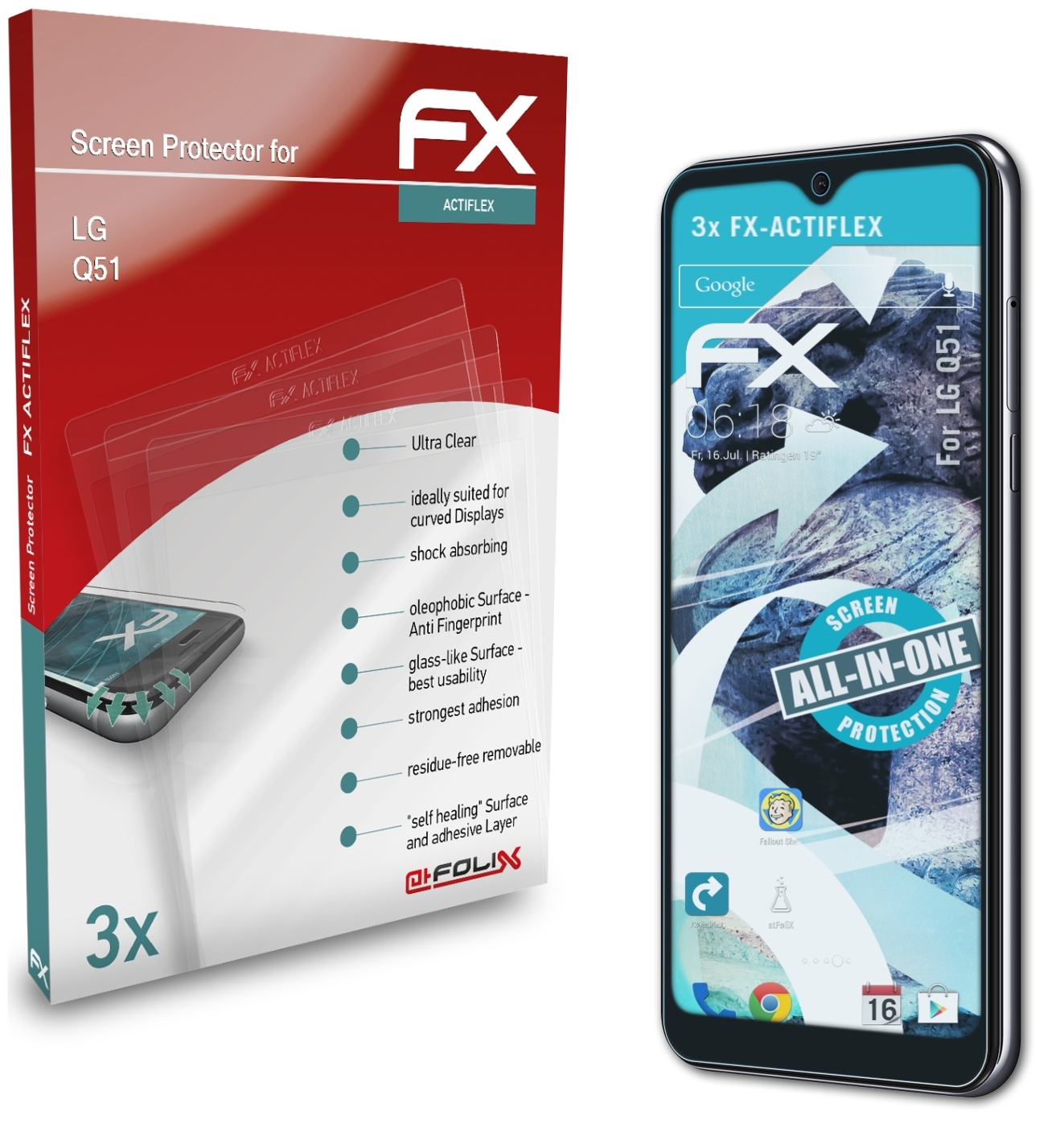 Displayschutz(für 3x FX-ActiFleX LG Q51) ATFOLIX