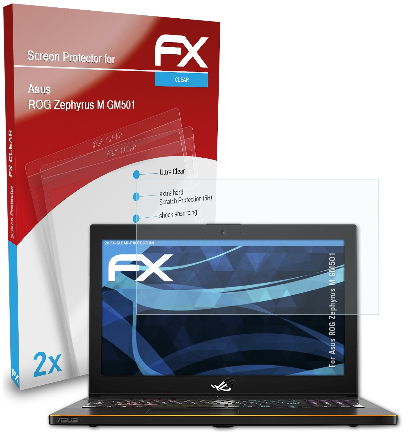 FX-Clear (GM501)) M 2x ATFOLIX Displayschutz(für ROG Asus Zephyrus