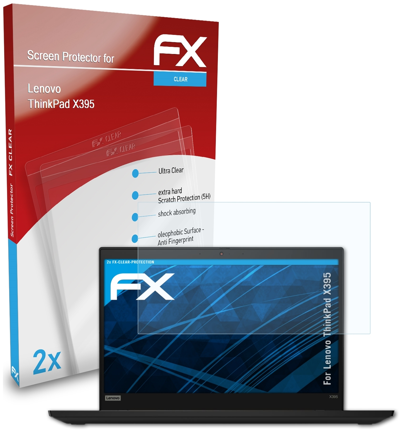 ATFOLIX FX-Clear Lenovo X395) 2x Displayschutz(für ThinkPad