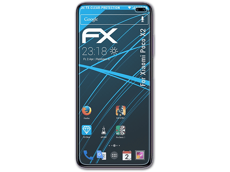 ATFOLIX 3x FX-Clear Displayschutz(für Xiaomi X2) Poco