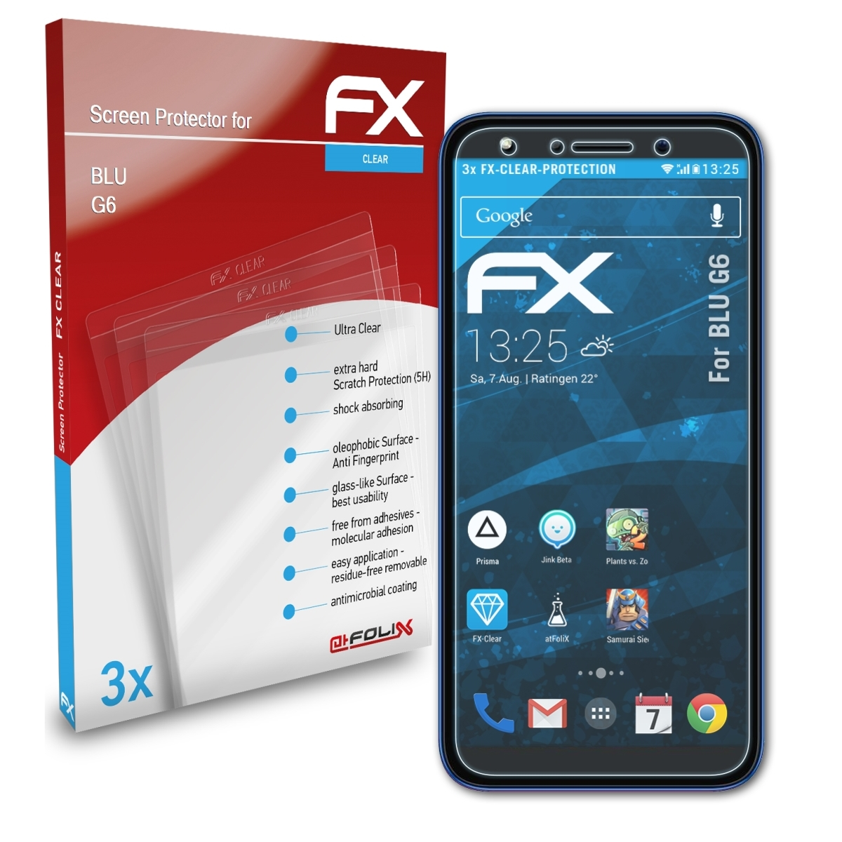 ATFOLIX 3x G6) Displayschutz(für BLU FX-Clear