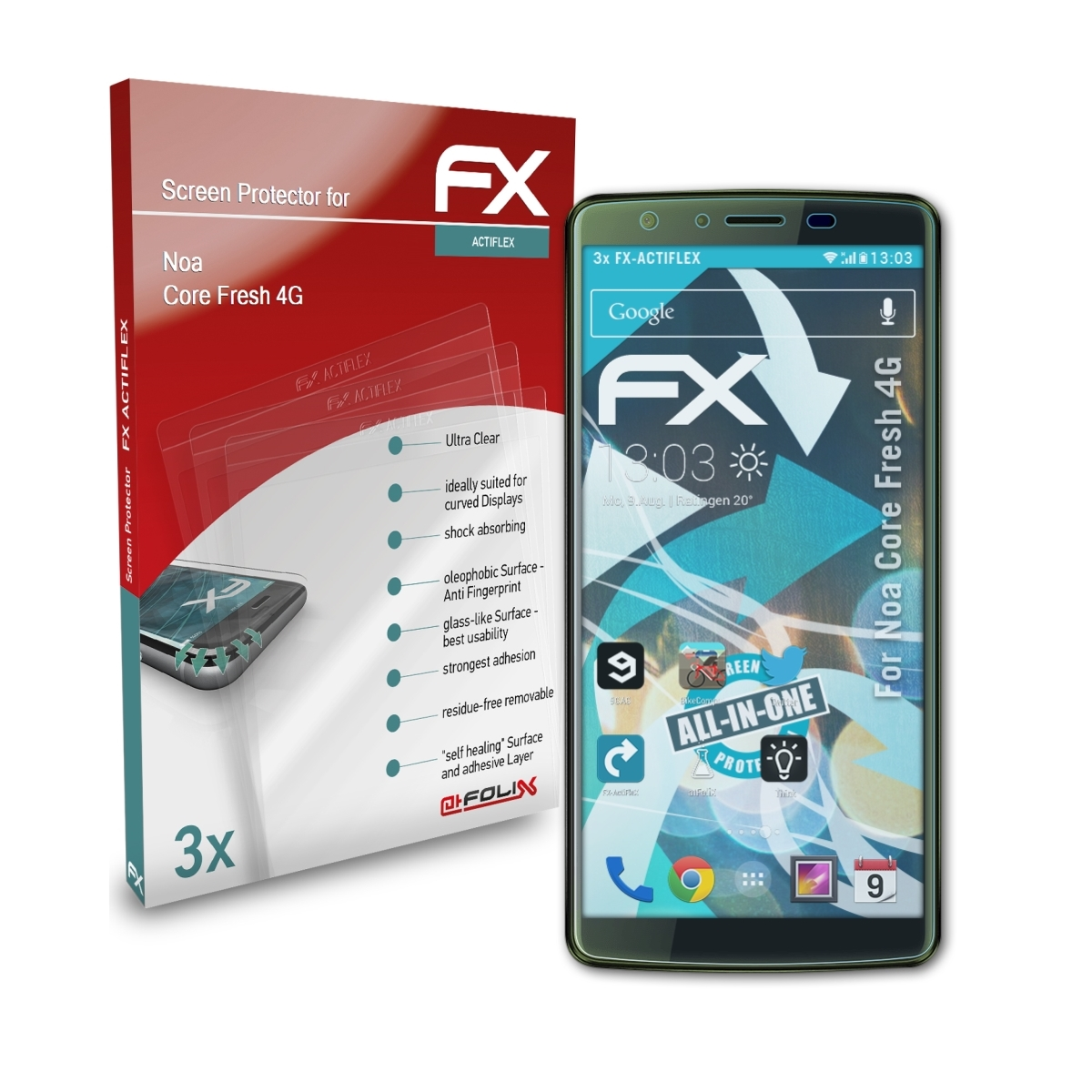 ATFOLIX 3x FX-ActiFleX Displayschutz(für Noa Core 4G) Fresh