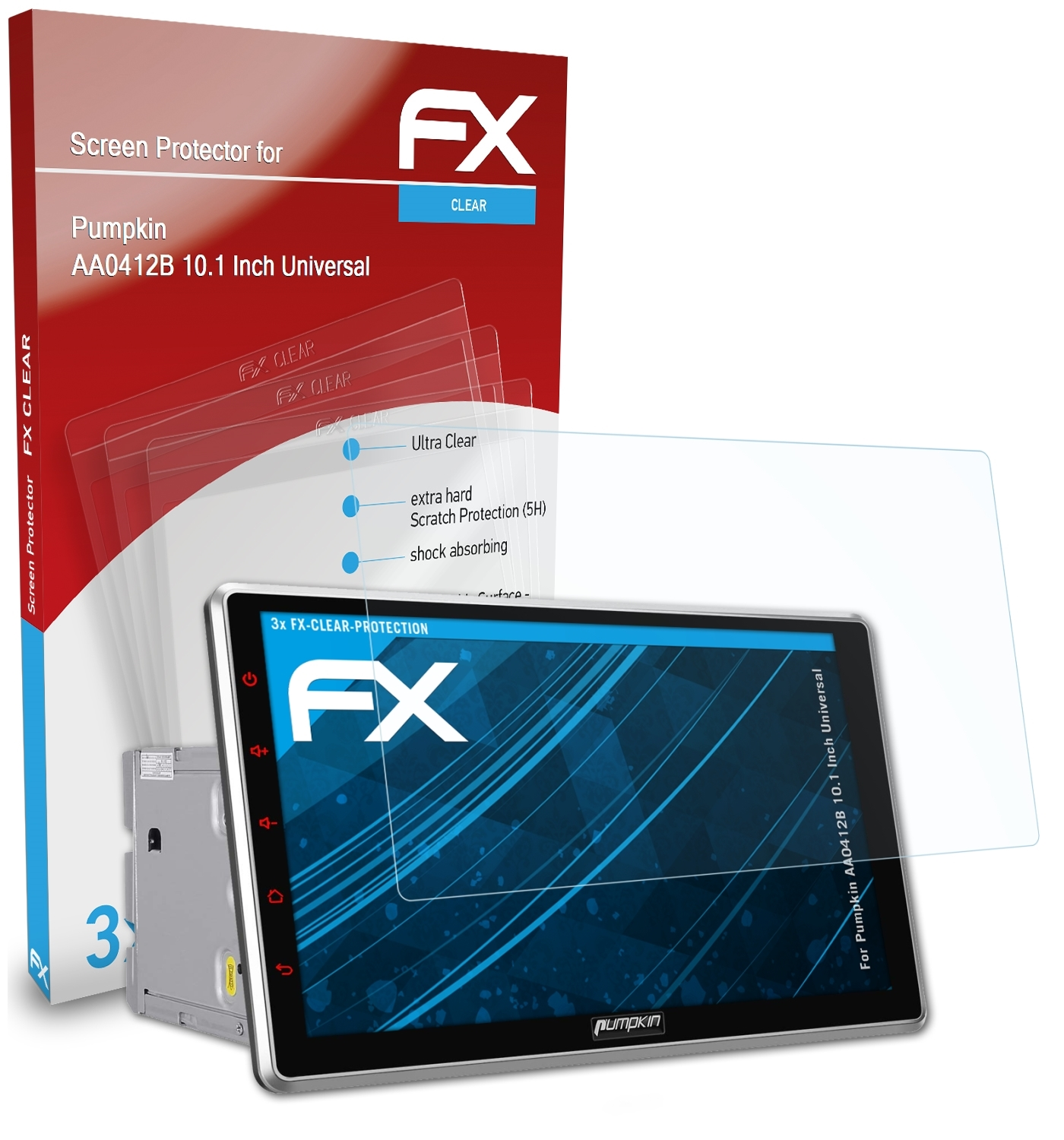ATFOLIX 3x FX-Clear AA0412B Displayschutz(für (Universal)) Pumpkin 10.1 Inch