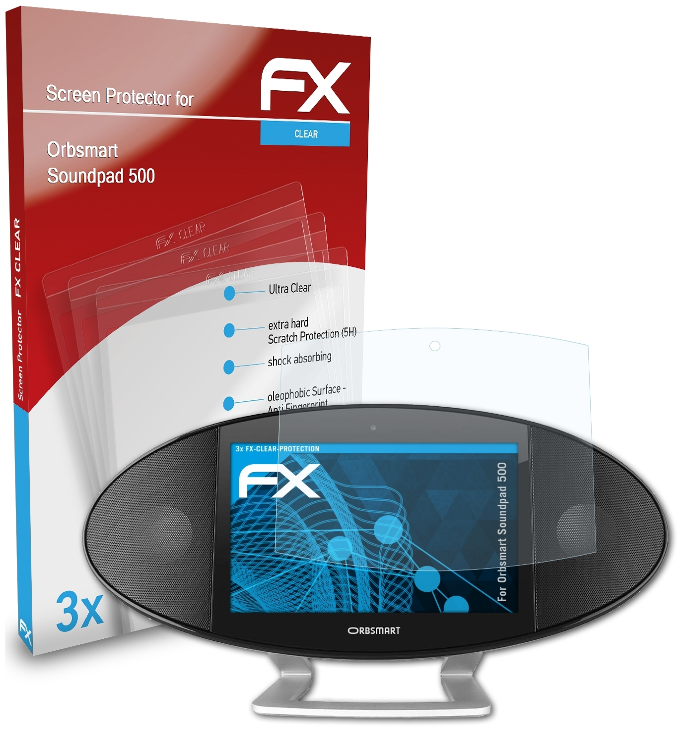 Displayschutz(für ATFOLIX Orbsmart 500) Soundpad 3x FX-Clear