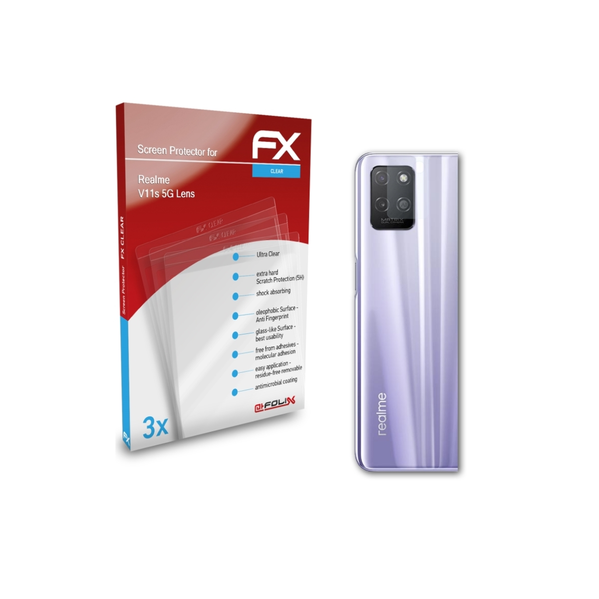 Realme Displayschutz(für 3x Lens) 5G FX-Clear ATFOLIX V11s