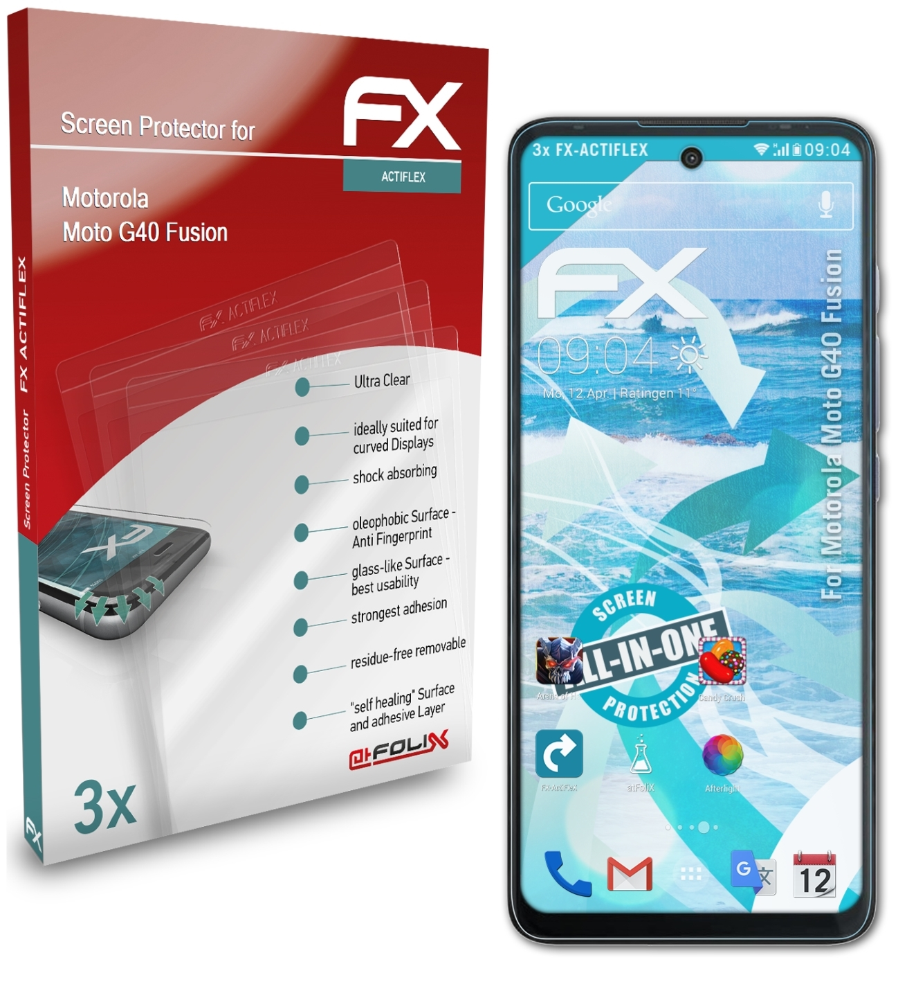 ATFOLIX 3x FX-ActiFleX Moto Motorola Fusion) Displayschutz(für G40