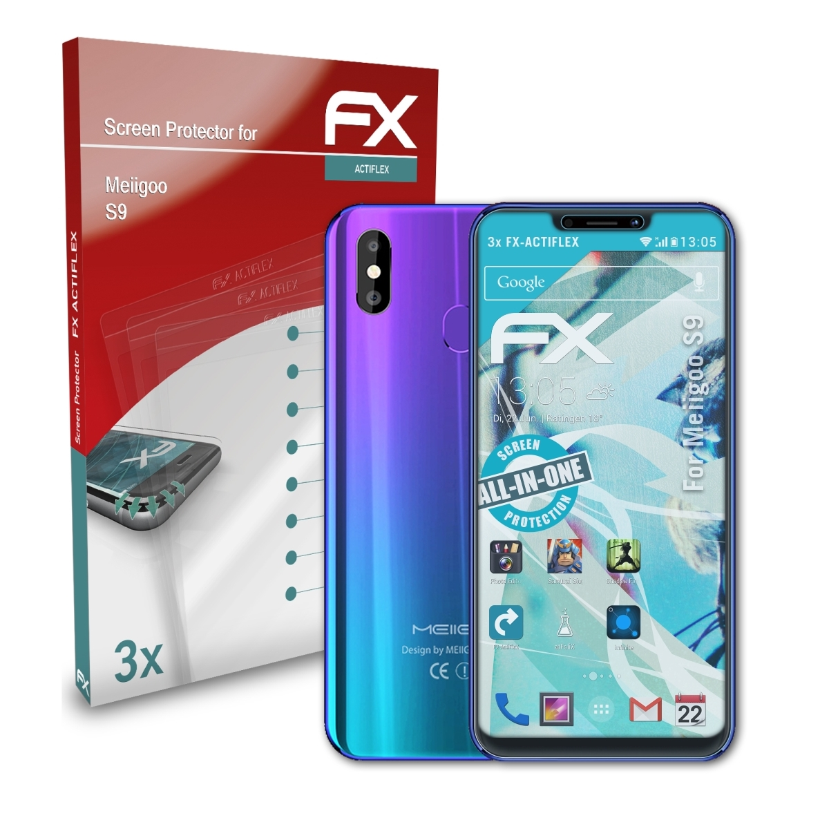 ATFOLIX Displayschutz(für 3x Meiigoo S9) FX-ActiFleX