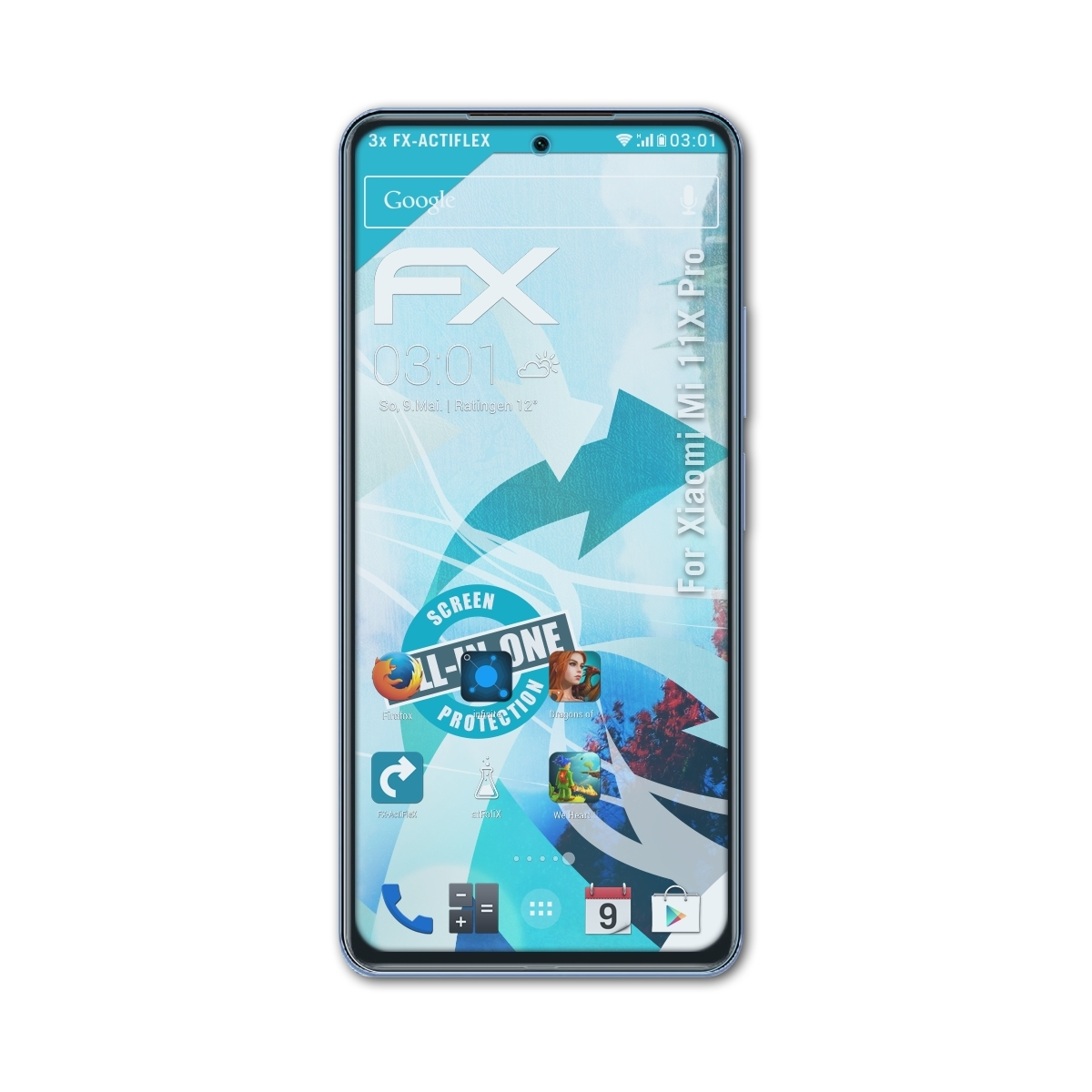 ATFOLIX 3x FX-ActiFleX Displayschutz(für Xiaomi Mi Pro) 11X