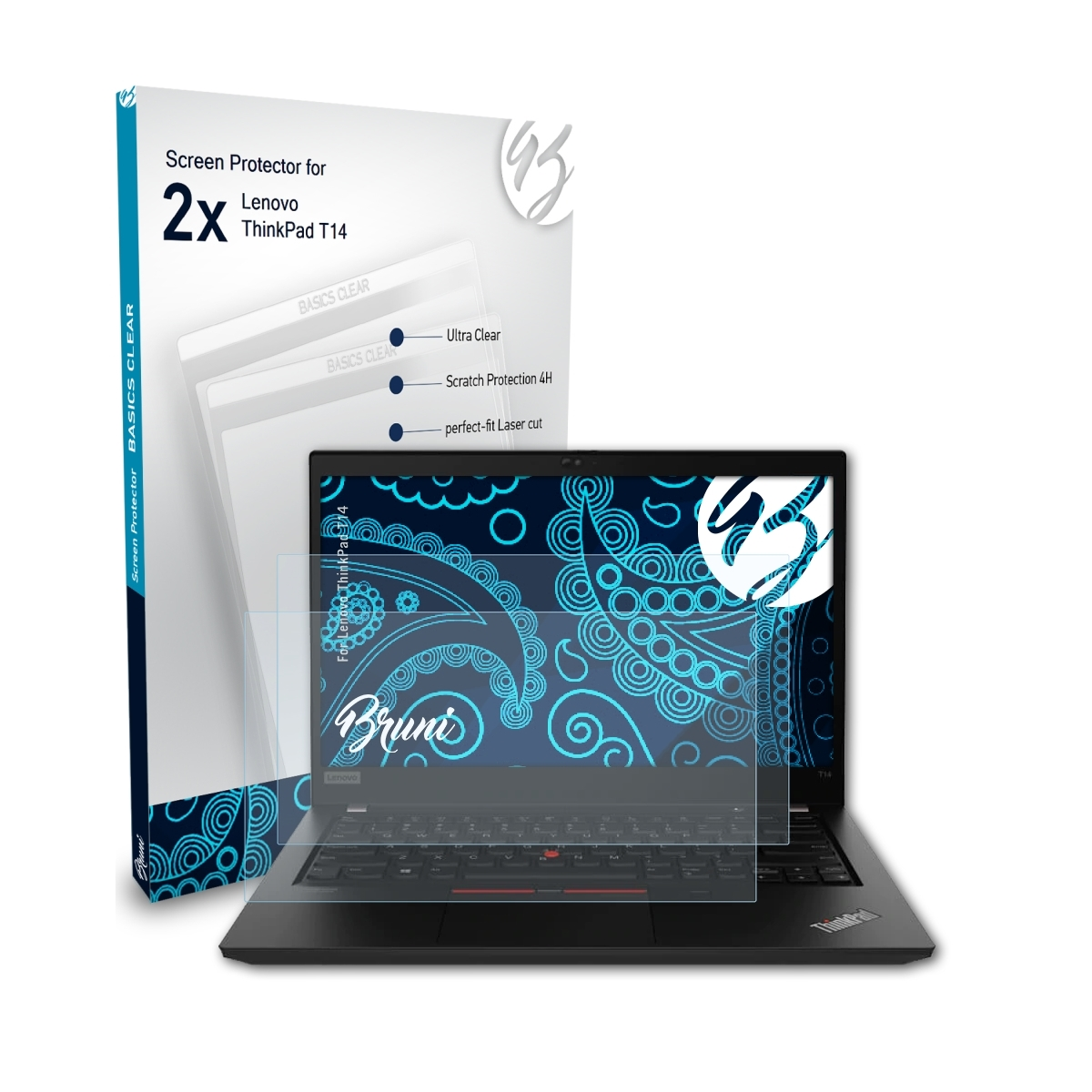 T14) Basics-Clear 2x ThinkPad Lenovo Schutzfolie(für BRUNI