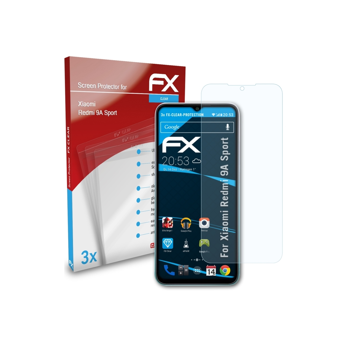 ATFOLIX 3x FX-Clear Displayschutz(für Redmi Sport) Xiaomi 9A