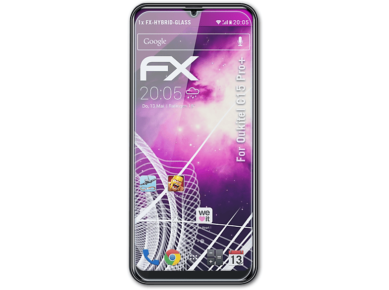 FX-Hybrid-Glass Pro+) ATFOLIX Schutzglas(für Oukitel C15