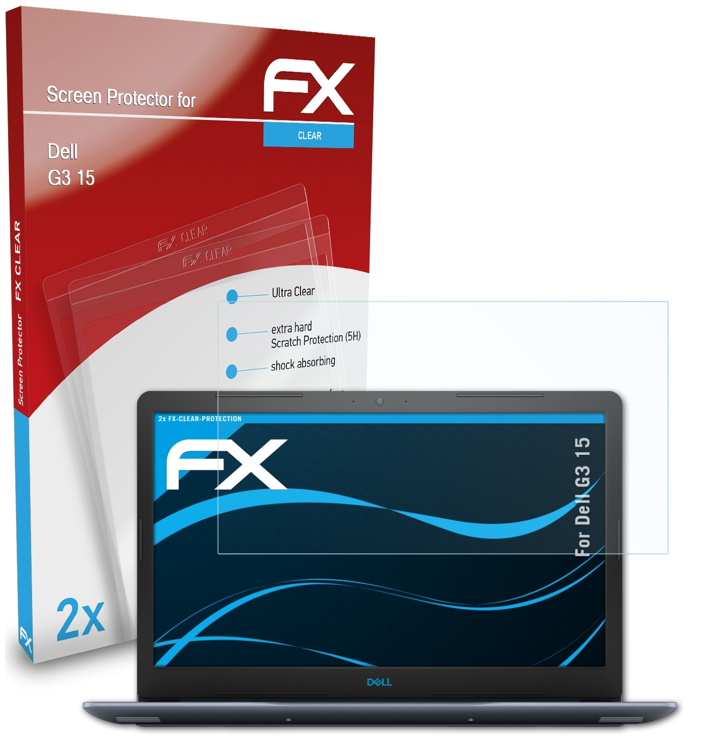 ATFOLIX 2x FX-Clear Displayschutz(für Dell G3 15)