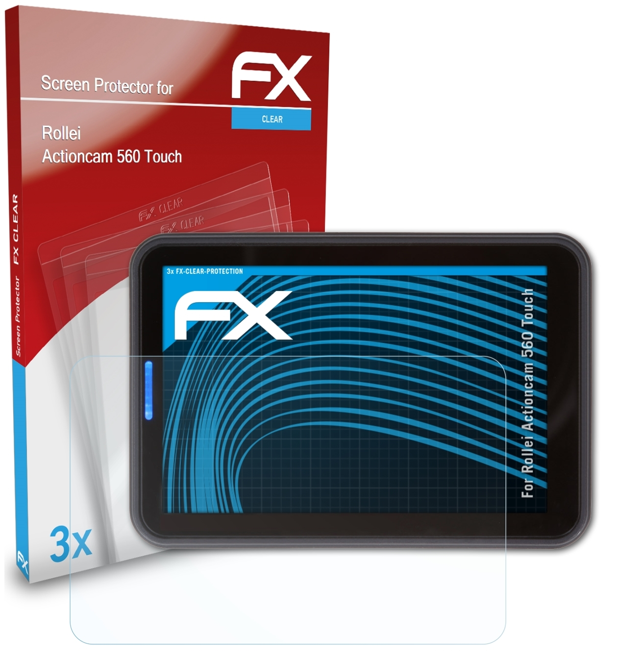3x FX-Clear 560 Touch) Displayschutz(für Rollei Actioncam ATFOLIX