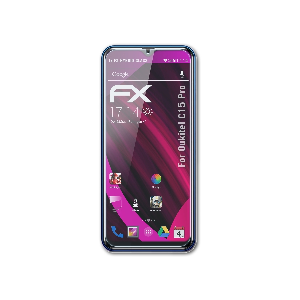 ATFOLIX FX-Hybrid-Glass Schutzglas(für Oukitel C15 Pro)