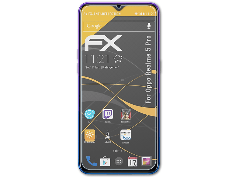 ATFOLIX 3x Displayschutz(für Realme Oppo FX-Antireflex 5 Pro)