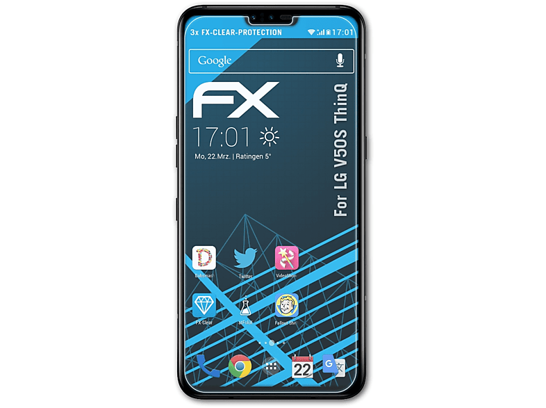 ATFOLIX 3x FX-Clear Displayschutz(für LG V50S ThinQ)