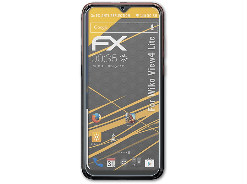 ATFOLIX 3x FX-Antireflex Displayschutz(für Wiko View4 Lite)