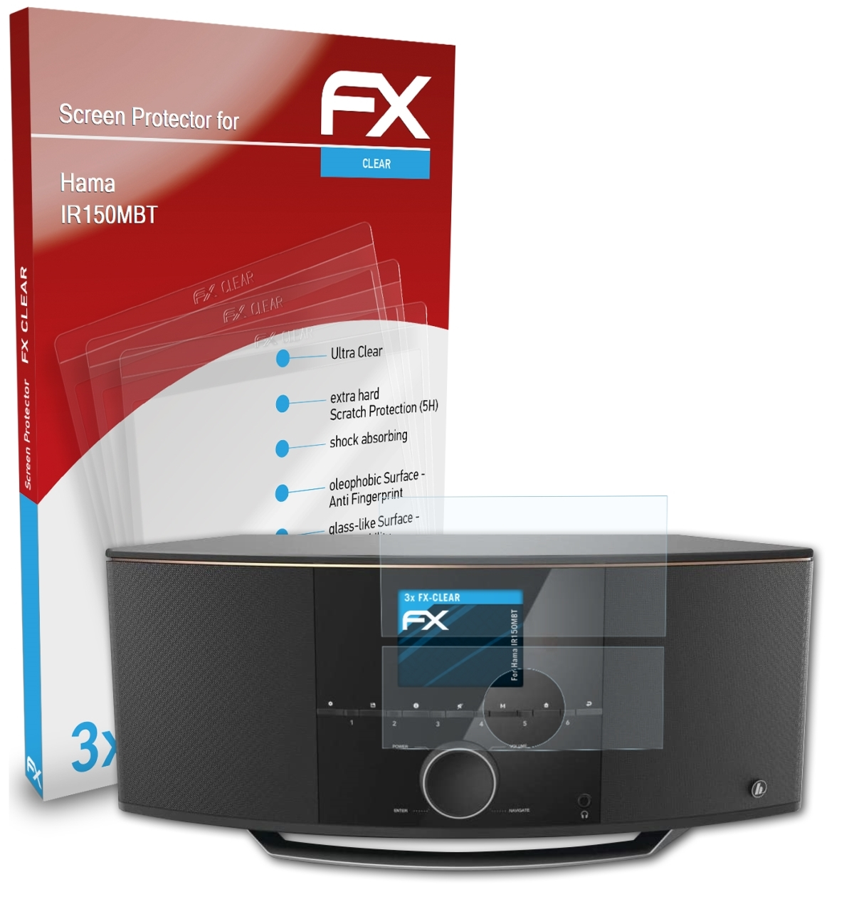 ATFOLIX 3x FX-Clear Hama Displayschutz(für IR150MBT)