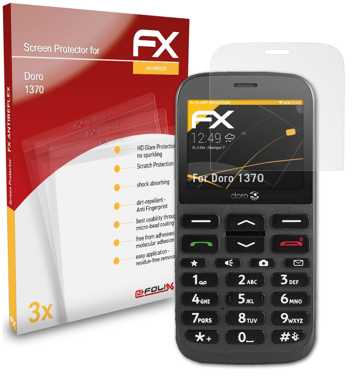1370) FX-Antireflex 3x Doro Displayschutz(für ATFOLIX