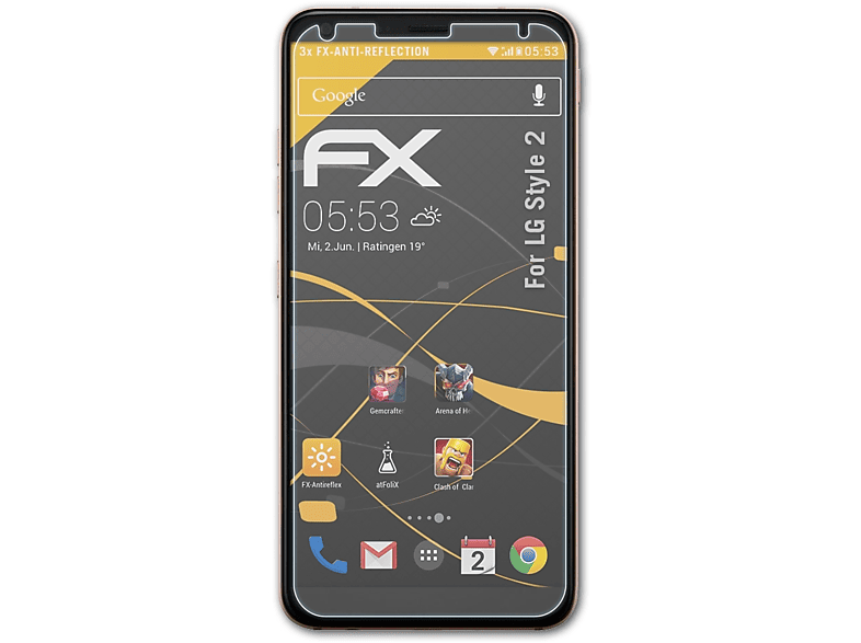 ATFOLIX 3x FX-Antireflex Displayschutz(für LG Style 2)