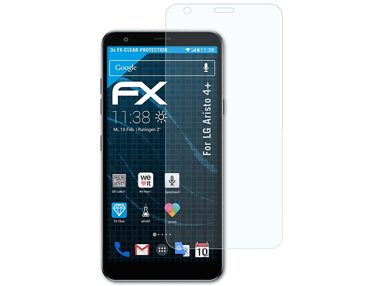 ATFOLIX 3x FX-Clear Aristo Displayschutz(für 4+) LG