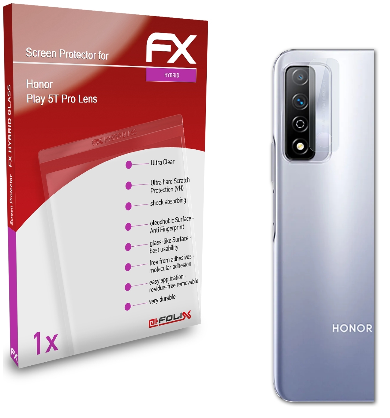ATFOLIX FX-Hybrid-Glass Schutzglas(für Honor 5T Play Pro Lens)
