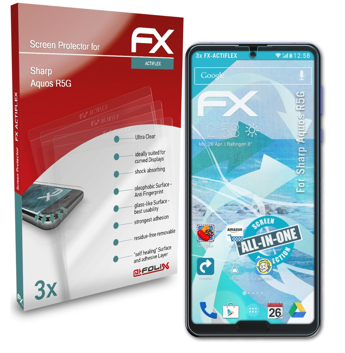 3x R5G) Aquos FX-ActiFleX Displayschutz(für Sharp ATFOLIX