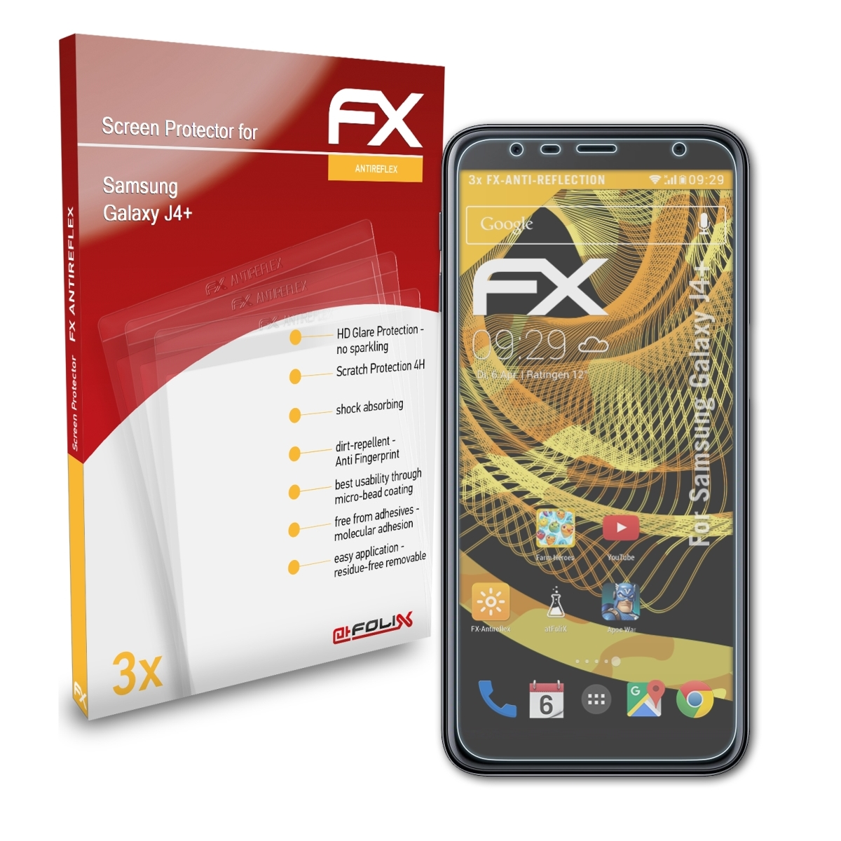 FX-Antireflex ATFOLIX 3x Galaxy J4+) Samsung Displayschutz(für