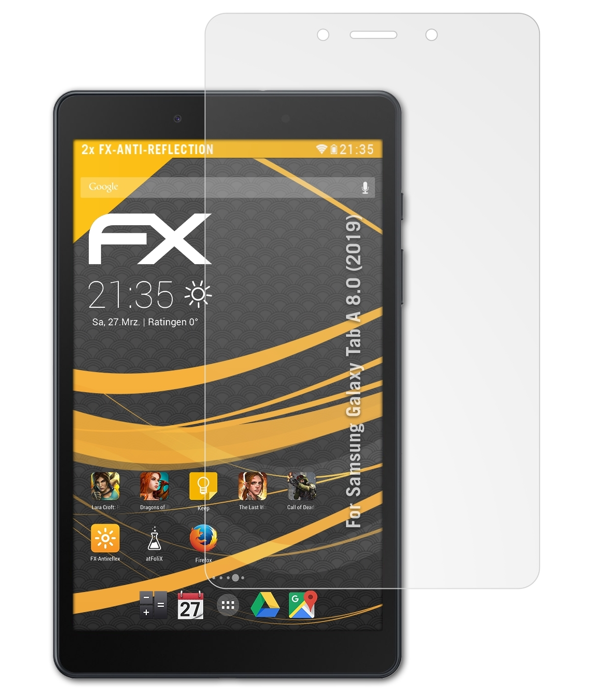 (2019)) Samsung Displayschutz(für A 8.0 2x Tab Galaxy FX-Antireflex ATFOLIX